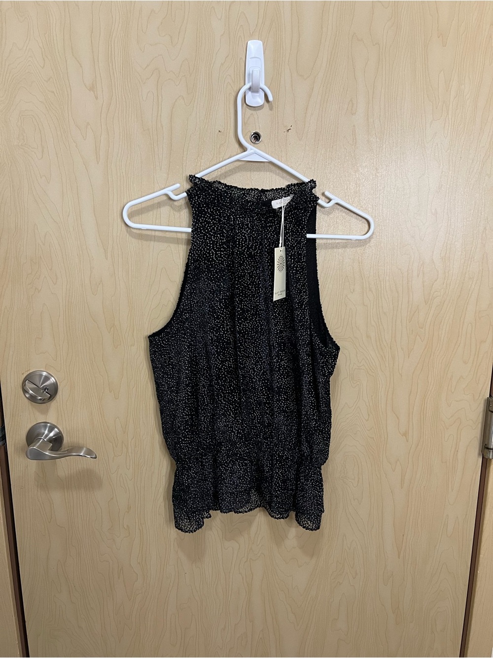 Ramy Brook Bobbi Printed Dot Sleeveless Burnout Top
